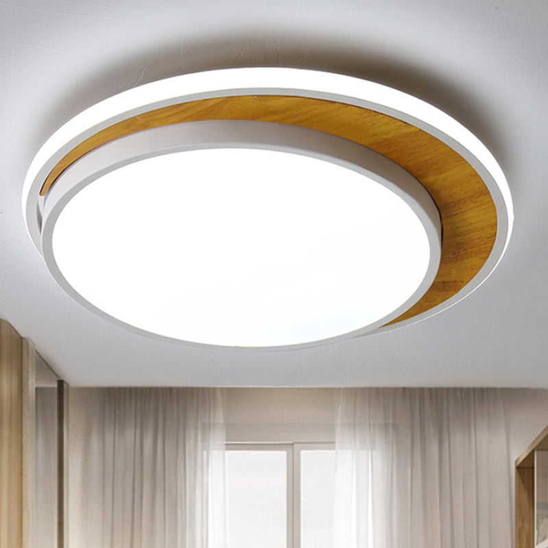 Contemporary Black/White Led Circle Flush Mount Ceiling Light Metal Fixture In White/Warm 16.5/20.5