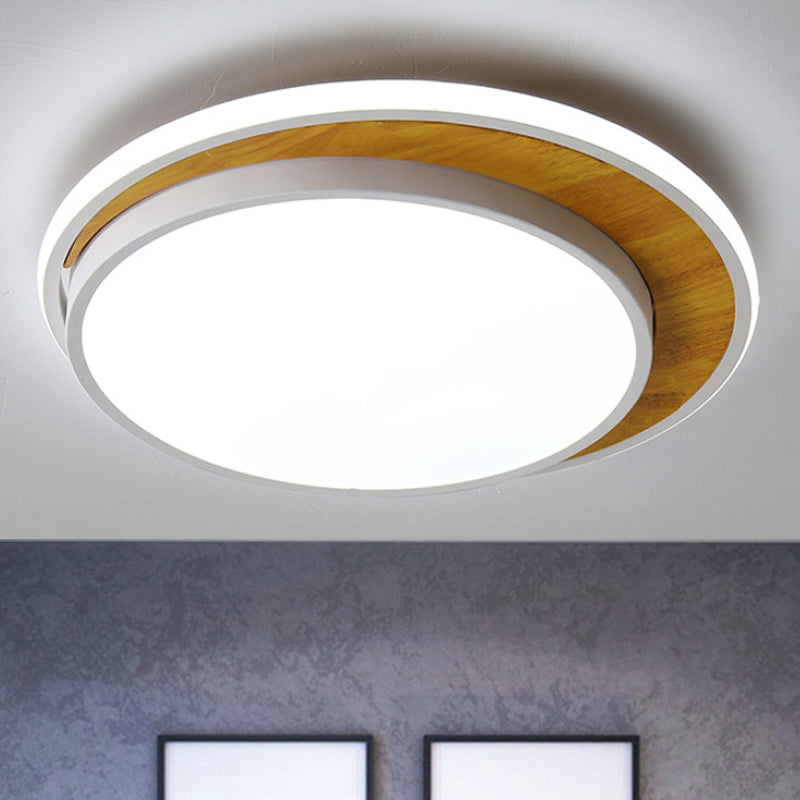Contemporary Black/White Led Circle Flush Mount Ceiling Light Metal Fixture In White/Warm 16.5/20.5