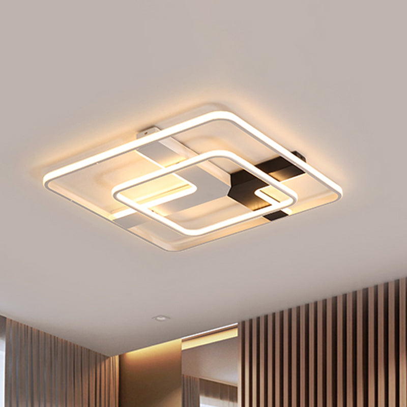 19.5/23.5 Wide Acrylic Square Flushmount Led Ceiling Lamp In White Light / 19.5 Warm
