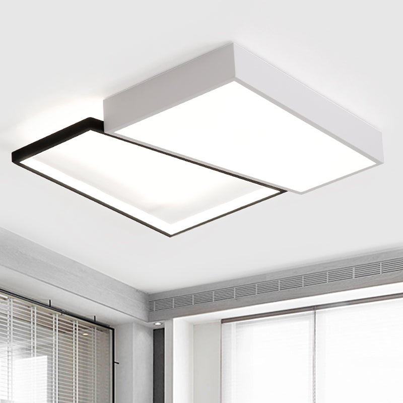 Sleek Trapezoid Flush Mount Led Metal Ceiling Light In White/Warm - 18/21.5 Wide