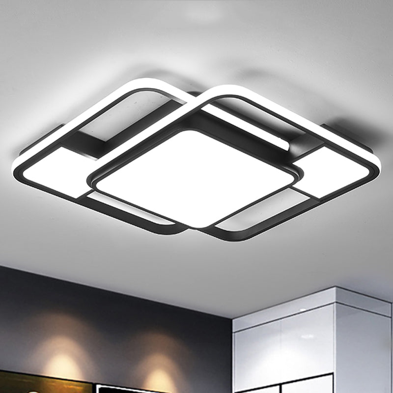 Modern Led Metal Flush Mount Ceiling Light With Frosted White Diffuser - White/Warm 16.5/20.5 Wide