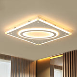 Led Square Flush Mount Ceiling Light In White/Warm With Metal Frame 21.5/23.5 Wide White / 21.5