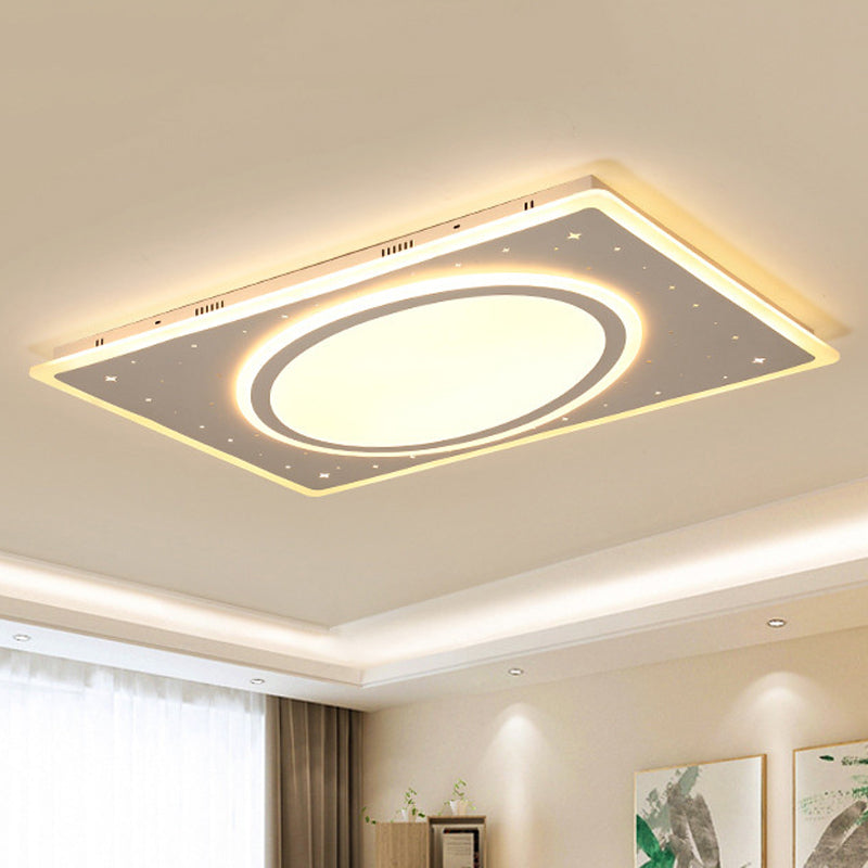 Led Square Flush Mount Ceiling Light In White/Warm With Metal Frame 21.5/23.5 Wide White / 23.5
