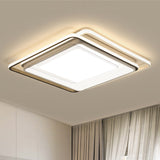 Square Ceiling Mount Led Lamp: Minimalist Metal Flush Light For Living Room In White/Warm - 15/19
