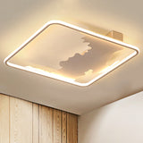 Art Deco Metal Led Square Flush Mount Lighting In White/Warm Light Various Width Options