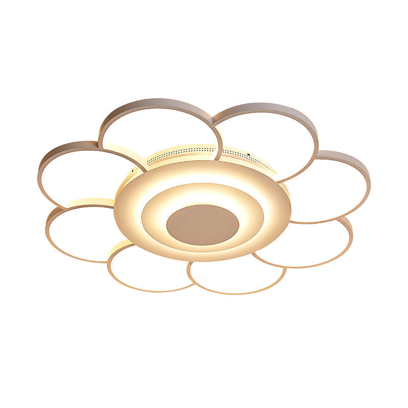 Minimalist White Led Sunflower Flushmount Ceiling Lamp For Bedroom