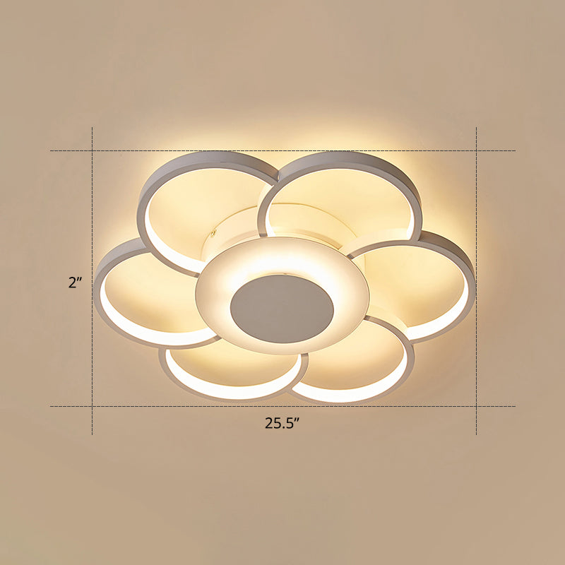 Minimalist White Led Sunflower Flushmount Ceiling Lamp For Bedroom / 25.5