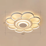 Minimalist White Led Sunflower Flushmount Ceiling Lamp For Bedroom / 31.5 Remote Control Stepless