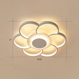Minimalist White Led Sunflower Flushmount Ceiling Lamp For Bedroom / 19.5