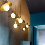 Contemporary Gold Suspended Pendant Light With White Glass Shade