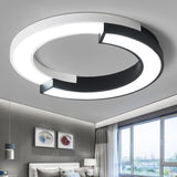 Led Circle Flush Light Nordic Metal Ceiling Fixture For Bedroom - Black & White