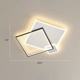Contemporary Led Flush Mount Metal Ceiling Light For Bedrooms Black-White / 23.5 Square Plate
