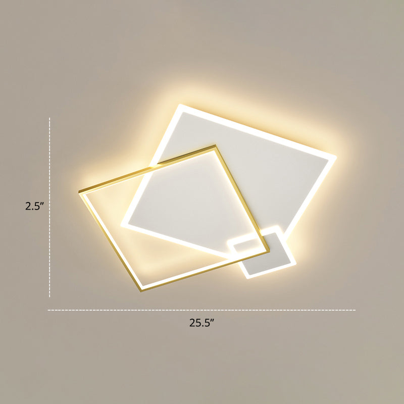 Contemporary Led Flush Mount Metal Ceiling Light For Bedrooms White-Gold / 23.5 Square Plate