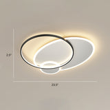 Contemporary Led Flush Mount Metal Ceiling Light For Bedrooms Black-White / 23.5 Round