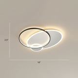 Contemporary Led Flush Mount Metal Ceiling Light For Bedrooms Black-White / 16 Round