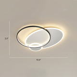 Contemporary Led Flush Mount Metal Ceiling Light For Bedrooms Black-White / 19.5 Round