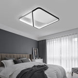 Led Metal Square Flush Mount Ceiling Lamp For Bedroom - Simple Black-White Style