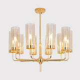 Glass Brass Finish Chandelier Light For Modern Living Room 10 / Tan