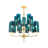 Postmodern Glass Brass Finish Chandelier For Living Room