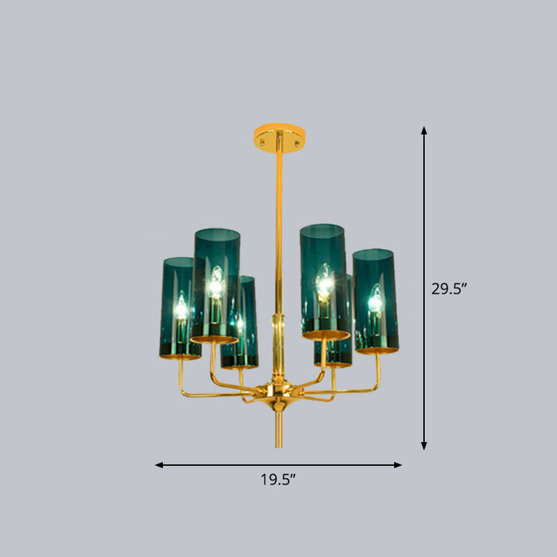 Glass Brass Finish Chandelier Light For Modern Living Room 6 / Blue