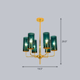 Glass Brass Finish Chandelier Light For Modern Living Room 6 / Blue