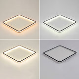 Minimalist Black Metal Flush Mount Ceiling Lamp With Square Ultrathin Led - Perfect For Bedrooms