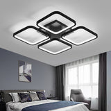 Sleek Black Led Semi Flush Ceiling Light For Bedroom - Simplicity Collection