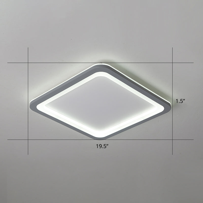 Super Thin Grey Nordic Metal Led Ceiling Light - Ideal For Living Room Surface Mounted / 19.5