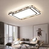 Contemporary Rectangular Ceiling Lamp: Sleek Led Flush Mount In Black For Living Room