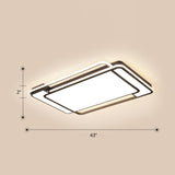Contemporary Rectangular Ceiling Lamp: Sleek Led Flush Mount In Black For Living Room / 43 Third