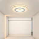Sleek White Disc Foyer Flush Light With Acrylic Simplicity - Led Mount Ceiling Fixture / 16.5’ Warm
