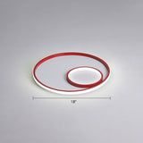 Nordic Halo Led Ceiling Light - Metal Bedroom Flush Mount Fixture Red / White