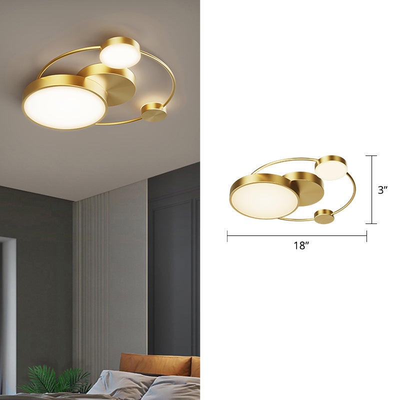 Sleek Led Flush Mount Ceiling Light With Orbit-Inspired Design And Acrylic Shade Gold / White
