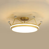 Cartoon Led Crown Ceiling Light For Kids Room - Flush Mount Fixture Gold / 19.5 Third Gear