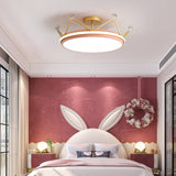 Cartoon Led Crown Ceiling Light For Kids Room - Flush Mount Fixture Pink / 23.5 Third Gear