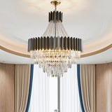 Modern Prismatic Crystal 11-Light Black Chandelier For Dining Room Ceiling