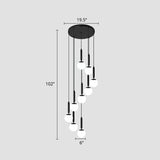 Nordic Opal Glass Spiral Pendant Light - Ideal For Stairways And Ceilings 9 / Black