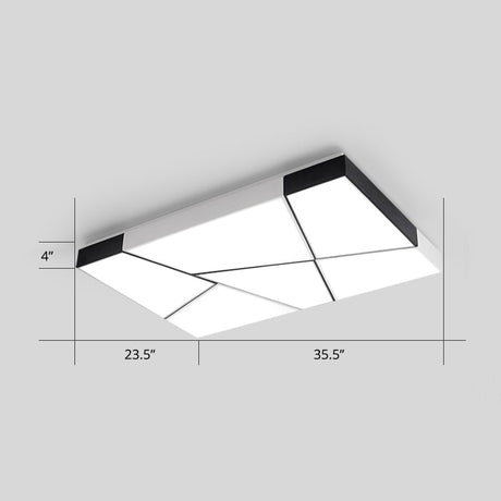 Modern Minimalist Led Ceiling Lamp: Black-White Acrylic Flush Mount Light For Living Room White /
