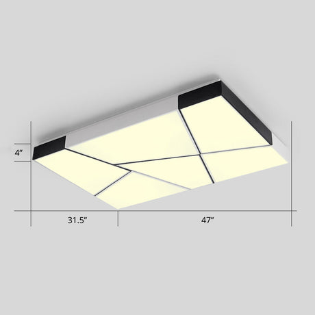 Modern Minimalist Led Ceiling Lamp: Black-White Acrylic Flush Mount Light For Living Room White / 47