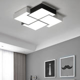 Modern Led Pinwheel Flush Mount Nordic Ceiling Light For Bedroom - Black And White Metal Finish