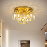 Modern Floral Flush Mounted Ceiling Lamp With Clear Crystal Prism For Dining Room Lighting 3 /