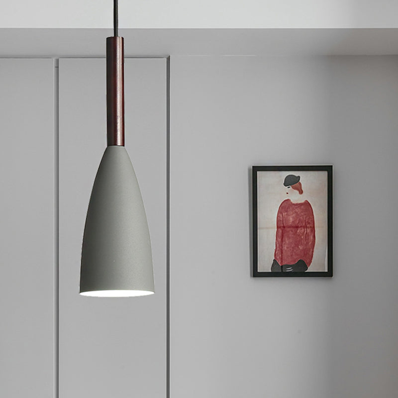 Modern Metallic Cone Pendant Lamp With Curved Design For Restaurants