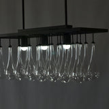 Traditional 3-Light Clear Glass Island Pendant Lamp With Black Finish Warm/White Illumination