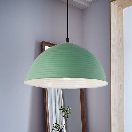 Cafe Store Ridged Domed Pendant Light - Aluminum 12/16 1 Nordic Style Suspension Lamp