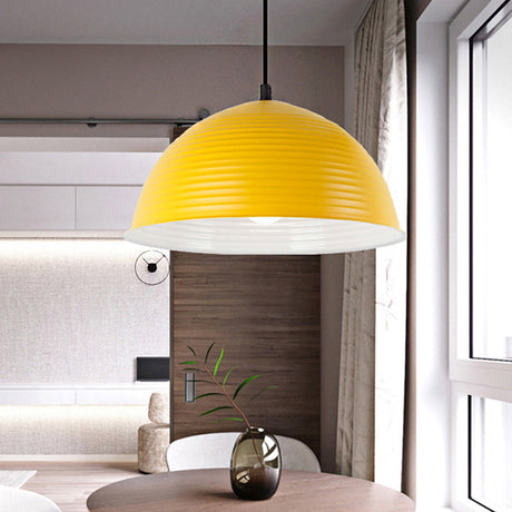 Cafe Store Ridged Domed Pendant Light - Aluminum 12/16 1 Nordic Style Suspension Lamp