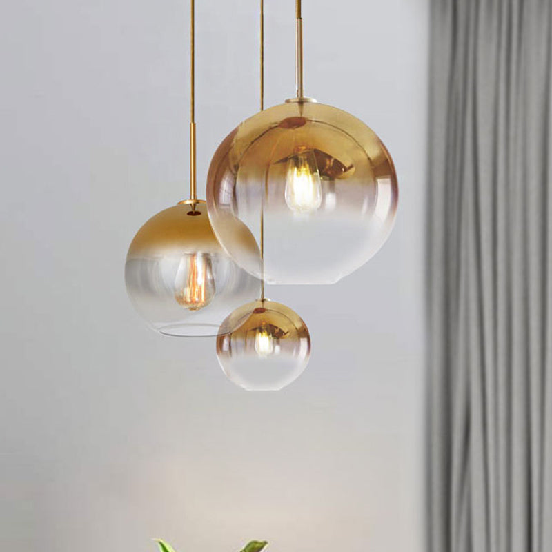 Nordic Glass Globe Pendant Lighting - 1 Light Sliver/Gold Finish 8/10/12W Gold / 8