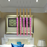 Modern Bubble Crystal Pendant Light - Linear Design Gold Finish Warm/White/Purple Ideal For Bars