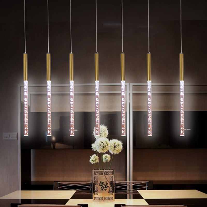 Modern Bubble Crystal Pendant Light - Linear Design Gold Finish Warm/White/Purple Ideal For Bars /