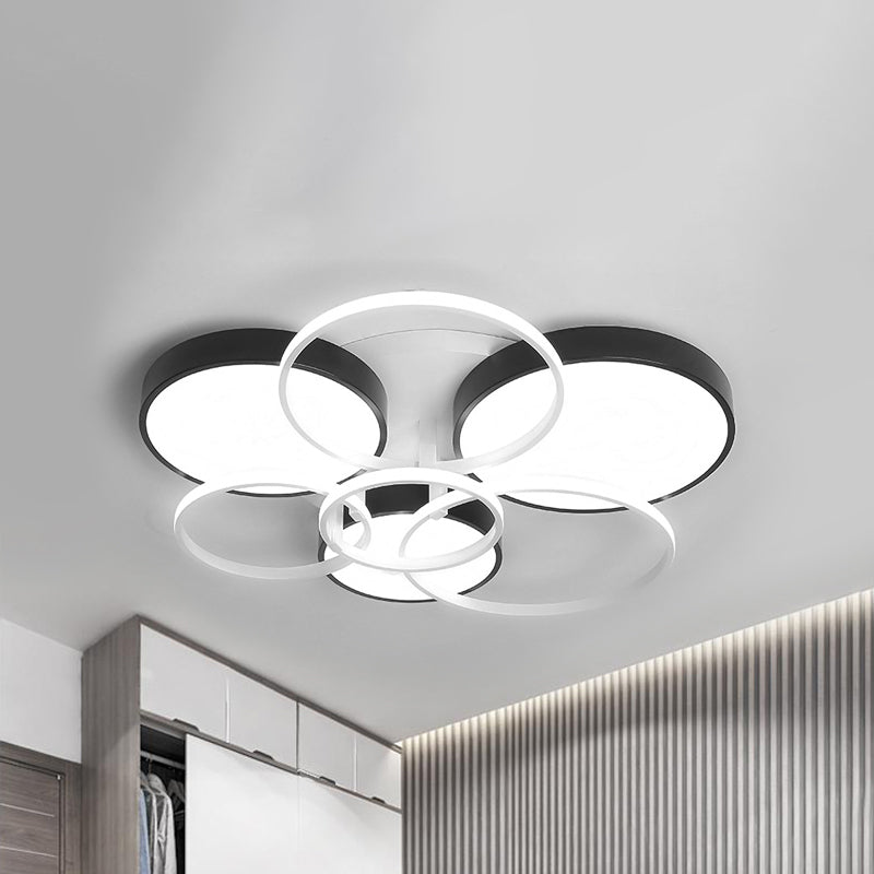Modern Black Acrylic Ceiling Mounted Light For Living Room - Circular Close To Design With 3/5