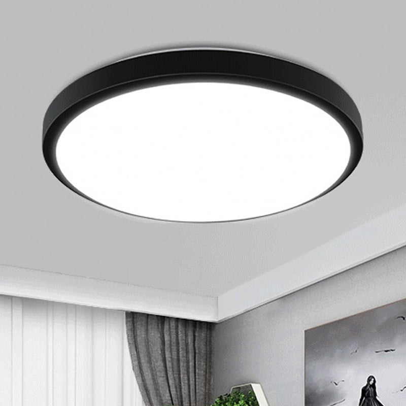 Contemporary Led Flush Mount Ceiling Light In Black With Acrylic Shade Warm/White 10.5 - 16’